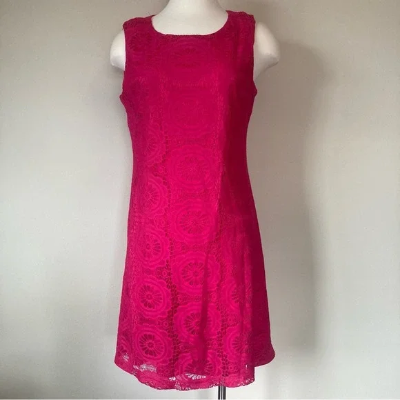 eliza j red lace dress Eliza J Dress Red Lace Lined Midi Dress Party Cocktail. Size 8